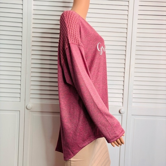 LANE BRYANT Grateful Heart Graphic Hacci Sweatshirt Size 18/20 - Picture 4 of 8